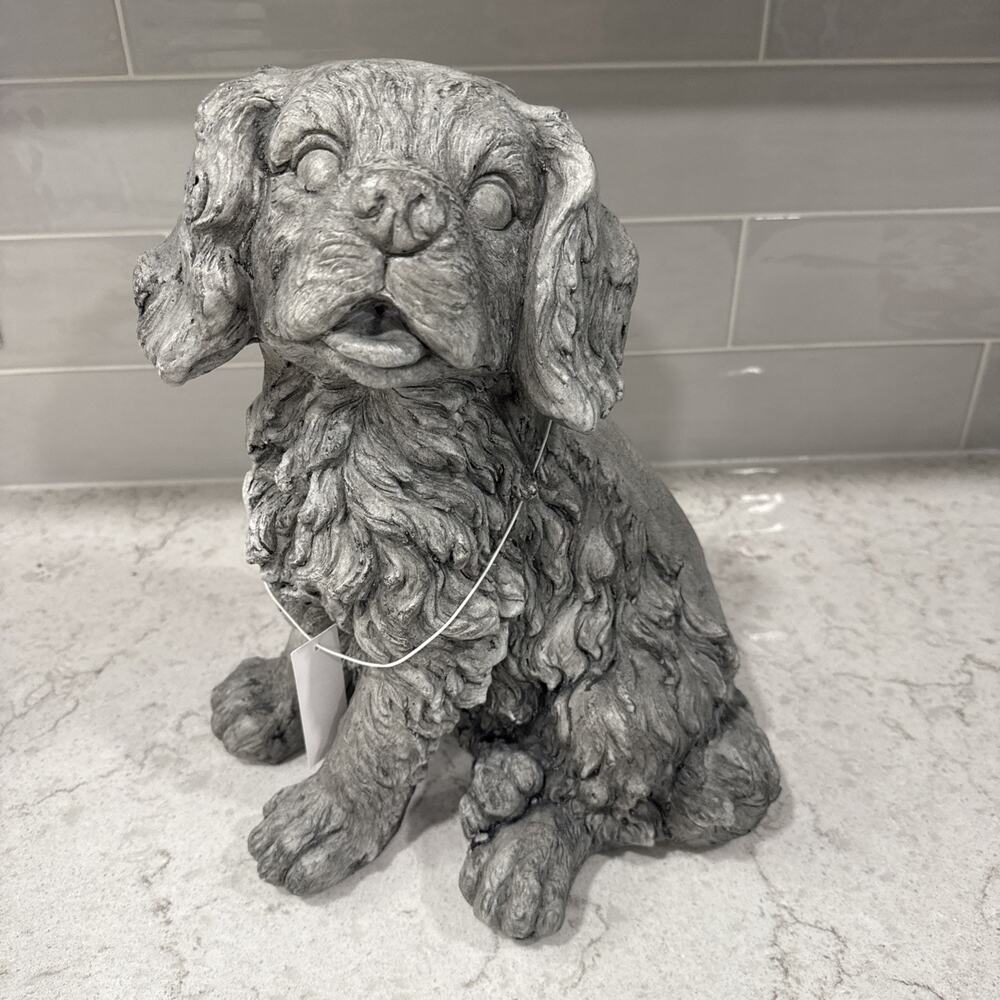 SPANIEL Dog Statue Garden Decor Indoor Outdoor Landscape Figurine 13.5 x 12 x 9”